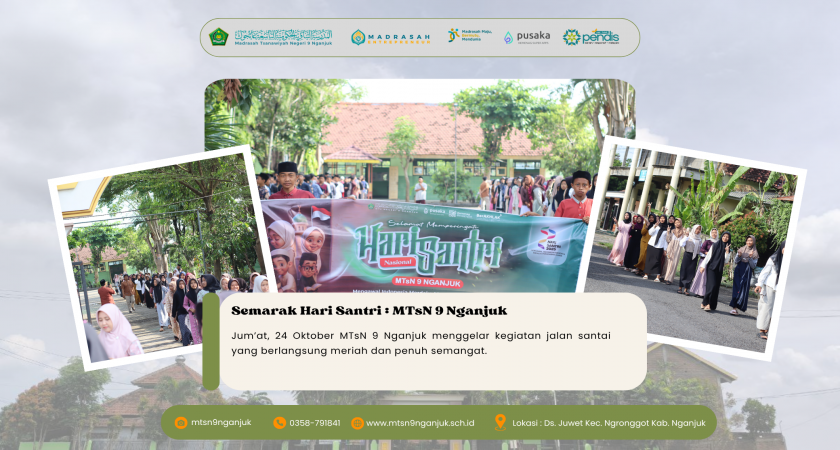 Semarak Hari Santri, MTsN 9 Nganjuk Gelar Jalan Santai Bersama