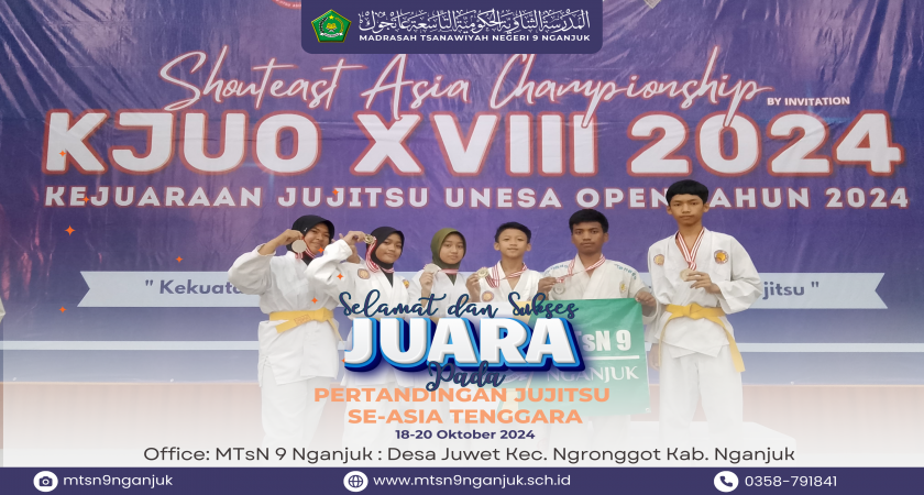 Prestasi Gemilang! Tim Jujitsu MTsN 9 Nganjuk Berhasil Raih Medali Emas dan Perak di Kejuaraan SE-Asia Tenggara