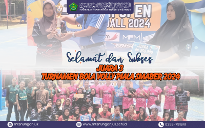 Tim Voli MTsN 9 Nganjuk Raih Juara 3 di Turnamen Bola Voli Tingkat SLTP Se-Kabupaten Nganjuk Piala SMABER 2024 di SMA Negeri Berbek